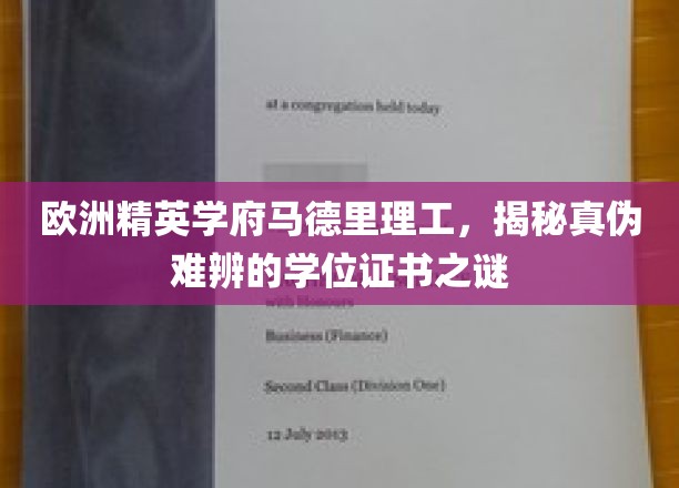 欧洲精英学府马德里理工，揭秘真伪难辨的学位证书之谜