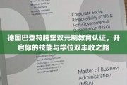掌握未来，双元制教育在巴登符腾堡助力技能与学位双赢