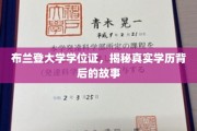 布兰登大学学位证之谜，探寻学历背后的非凡历程