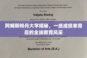 解码阿姆斯特丹大学，成绩单映照下的国际教育魅力