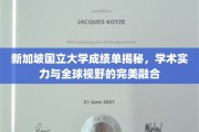 新加坡国立大学，揭秘学术精英的全球视野与卓越实力