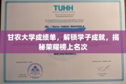 甘农学子荣耀榜，一纸成绩单背后的辉煌名次揭晓