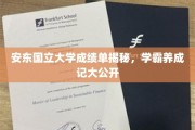安东国立学霸养成记，揭秘成绩单背后的秘密