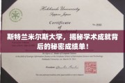 斯特兰米尔斯大学揭秘，学霸背后的惊人成绩单解析