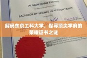 揭开东京工科大学卓越文凭背后的神秘面纱