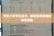 帝京大学证书背后的荣耀密码，解锁名校荣耀的神秘钥匙