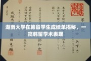 湘韩学子学术风采，湖南大学留学生成绩单大揭秘！
