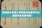 新加坡义安理工学院精英学位通行证，开启职业生涯璀璨新篇章！
