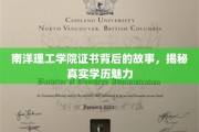 探寻南洋理工学院证书背后，学历魅力的真实演绎