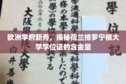 荷兰格罗宁根大学，欧洲教育新星学位证的价值揭秘之旅