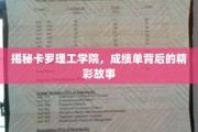 卡罗理工学院成绩单背后的传奇篇章