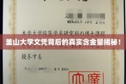 釜山大学文凭，揭开其含金量的神秘面纱！