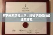 东京情报大学学霸秘籍，揭秘成绩单背后的奥秘
