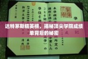 达特茅斯精英榜，解码顶尖学府成绩单背后的风云录