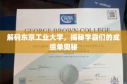 东京学霸养成记，揭秘东工大卓越成绩背后的秘密