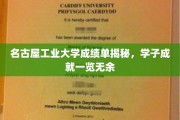 名古屋工业大学学子风采，成绩单背后的辉煌成就