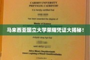 马大荣耀证书背后的故事，独家揭秘国立大学辉煌成就