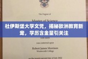 欧洲教育新贵，杜伊斯堡大学文凭热力崛起，学历价值备受瞩目