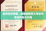 解码明斯特荣耀，欧洲顶尖大学证书的非凡魅力
