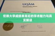 解码伦敦大学，成绩单中的学术奥秘与深度剖析