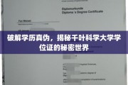 揭开学历认证之谜，千叶科学大学学位证背后的真实面纱