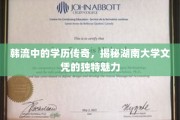 学历闪耀韩流，湖南大学文凭如何成为明星圈内的热门选择？