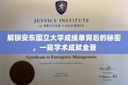 揭秘安东国立大学学术风采，成绩单中的不凡故事
