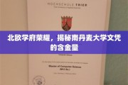 探寻南丹麦大学文凭的北欧光芒，价值不凡的教育瑰宝