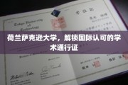 荷兰萨克逊大学，引领全球学术舞台的通行证解锁之旅