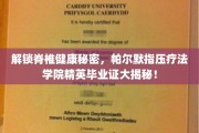 探寻脊椎康复之道，帕尔默指压精英学院毕业证背后的健康管理秘籍！