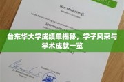 台东华大学学子风采，揭秘他们的学术成就与卓越表现