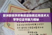解码弗赖堡新教应用技术大学，独特学位证书背后的魅力探索