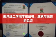 南洋理工学院荣耀证书，见证学子辉煌成就的里程碑