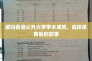 揭开香港公开大学卓越篇章，揭秘学术成就背后的真实轨迹