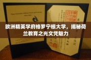 荷兰教育瑰宝，格罗宁根大学——探寻精英学府的文凭魅力
