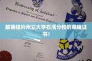 揭秘石溪分校荣耀证书背后的秘密宝藏