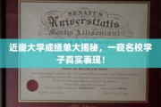 揭开近畿大学学子神秘面纱，揭秘名校学霸的真实成绩单！