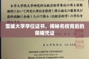 雪城大学学位证书，解码名校荣耀的象征凭证