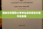 东京国际大学学位证，揭秘其背后的实际含金量与影响力