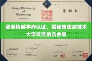 维也纳技术大学文凭，欧洲精英学府认证下的高含金量解析