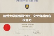 戴维斯分校光环，揭秘加州大学的文凭魅力