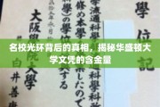 华盛顿大学文凭，揭秘名校光环下的真实价值与挑战