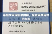 布朗大学成绩单背后的学术密码，揭开卓越背后的秘密