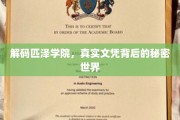 匹泽学院文凭之谜，揭开教育界的隐藏宝藏