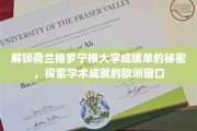 揭开荷兰格罗宁根大学成绩单的神秘面纱，欧洲学术成就的新视窗